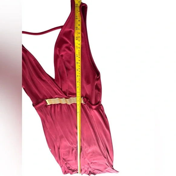 Red Sleeveless V-Neck Maxi Dress Ideal for party - Picture 5 of 6